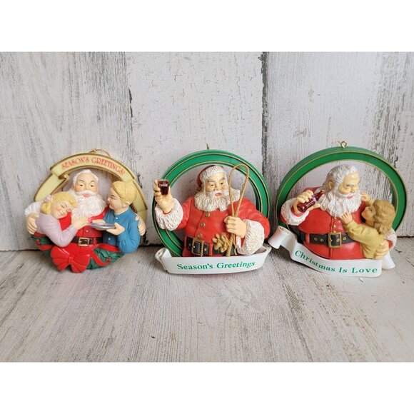 Coca-Cola Santa seasons greetings ornament Xmas set variety - Picture 1 of 7